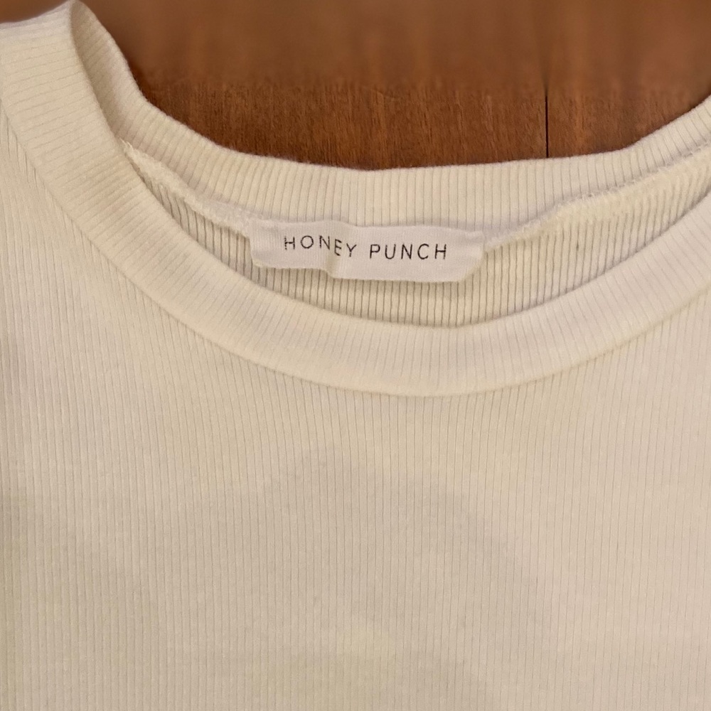 Honey Punch White Ribbed Tee - Small